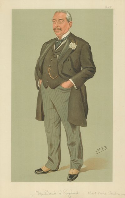 Mr Albert George Sandeman, De Bank of England, 12 september 1895, Vanity Fair cartoon door Leslie Matthew Ward